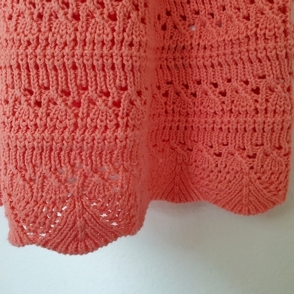 Dear John Coral Cotton Knit Raegan Pointelle Crochet Detail Sweater Koi Fusion - Picture 11 of 13